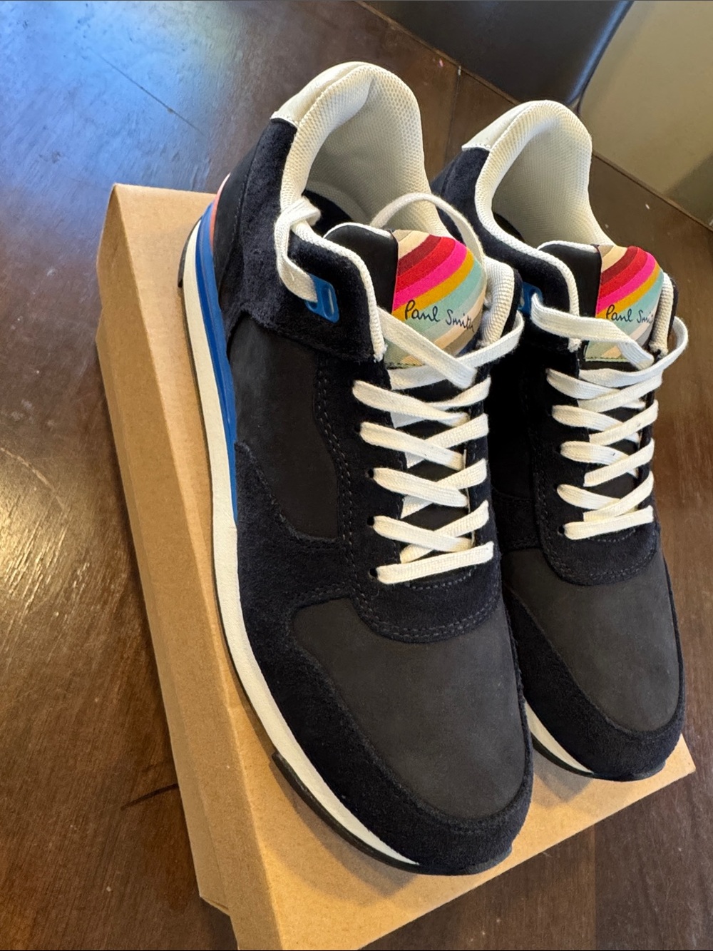 Paul Smith Black Suede Sneakers with Rainbow Tongue